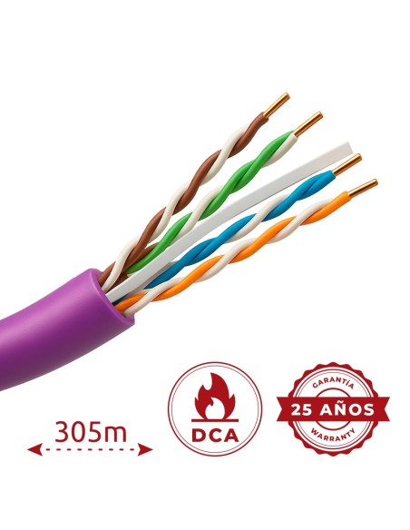 Comprar SAFIRE UTP6-305-BC-H-DCA-PURPLE Cabo UTP rígido livre de halogéneos - Categoria 6 - Cumpre o teste Fluke de 90 m - Condu