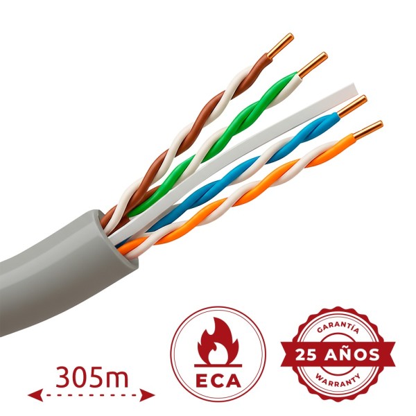 Comprar SAFIRE UTP6-305-BC-PVC-ECA Cable UTP Safire PVC - Categoría 6 - Cumple con 90m Fluke test - Conductor OFC, pureza 99.9% 