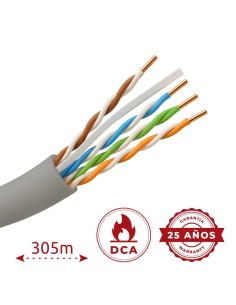 Safire UTP6-305-H-DCA Cabo UTP Halogénio Safe - Categoria 6 - Em conformidade com o teste de fluke 90m - rolo de 305 metros - di