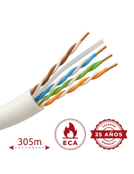 Comprar SAFIRE UTP6-305-PVC-ECA Cable UTP Safire PVC - Categoría 6 - Cumple con 90m Fluke test - Rollo de 305 metros - Conductor