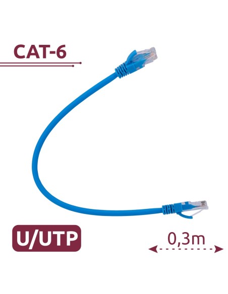 Safire UTP6-H-03B UTP - Cabo Ethernet - Conectores RJ45 - Categoria 6 - 0.3 m - Cor Azul