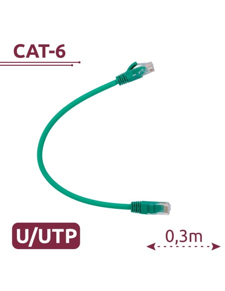 Safire UTP6-H-03GN Cabo UTP - Ethernet - Conectores RJ45 - Categoria 6 - 0,3 m - Cor verde