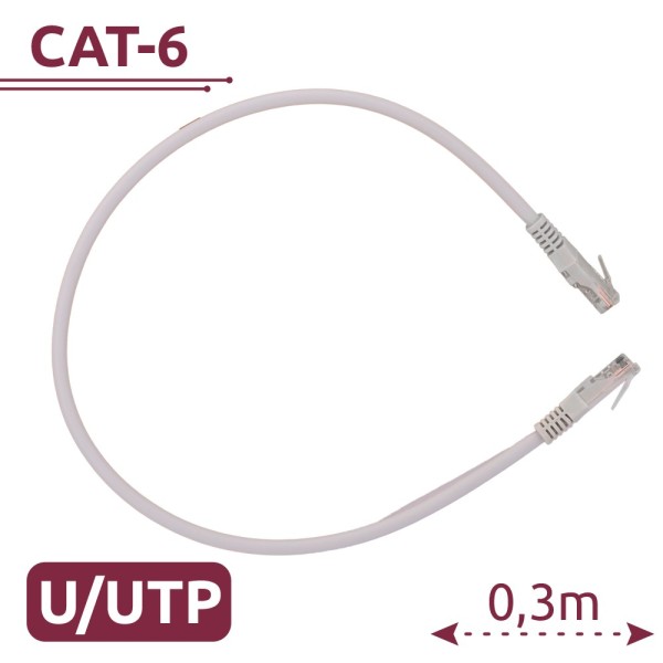 Safire UTP6-H-03W Cabo UTP - Ethernet - Conectores RJ45 - Categoria 6 - 0.3 m - cor branca