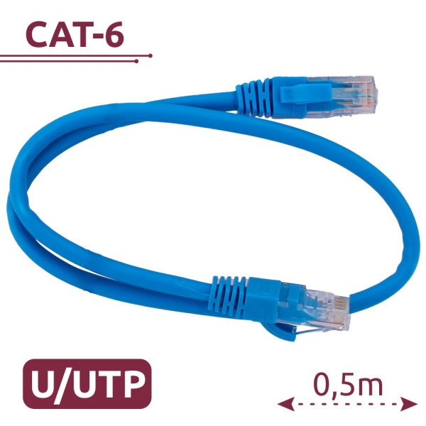 Acheter câble UTP SAFIRE UTP6-H-05B - Ethernet - Connecteurs RJ45 - Catégorie 6 - 0,5 m - Couleur bleue