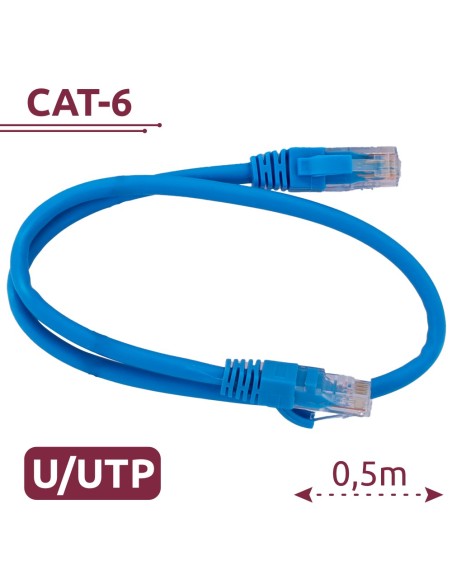 Safire UTP6-H-05B Cabo UTP - Ethernet - Conectores RJ45 - Categoria 6 - 0.5 m - Cor Azul
