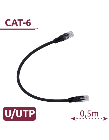 Safire UTP6-H-05BK UTP - Cabo Ethernet - Conectores RJ45 - Categoria 6 - 0,5 m - Cor preta