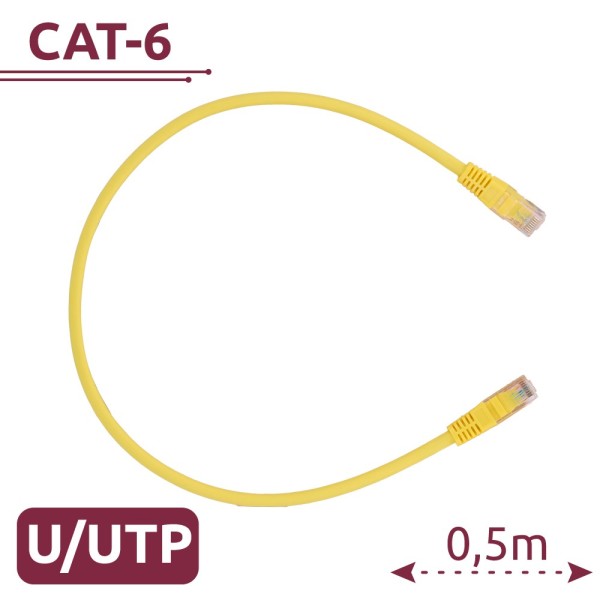 Safire UTP6-H-05Y Cabo UTP - Ethernet - Conectores RJ45 - Categoria 6 - 0,5 m - Cor Amarelo