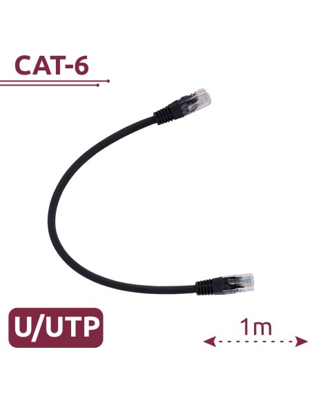 Safire UTP6-H-1BK Cabo UTP - Ethernet - Conectores RJ45 - Categoria 6 - 1 m - Cor preta