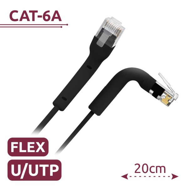 Comprare SAFIRE UTP6A-FLEX-02BK Cavo UTP flessibile - Ethernet - Connettori RJ45 - Categoria 6A - 0,2 m - Colore nero