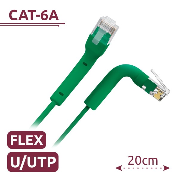 Acheter le câble UTP flexible SAFIRE UTP6A-FLEX-02G - Ethernet - Connecteurs RJ45 - Catégorie 6A - 0,2 m - Couleur verte