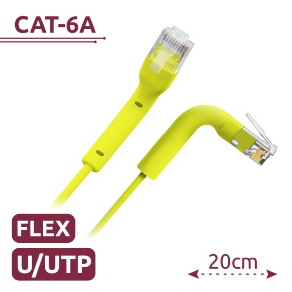 Acheter SAFIRE UTP6A-FLEX-02Y Câble UTP flexible - Ethernet - Connecteurs RJ45 - Catégorie 6A - 0,2 m - Couleur jaune