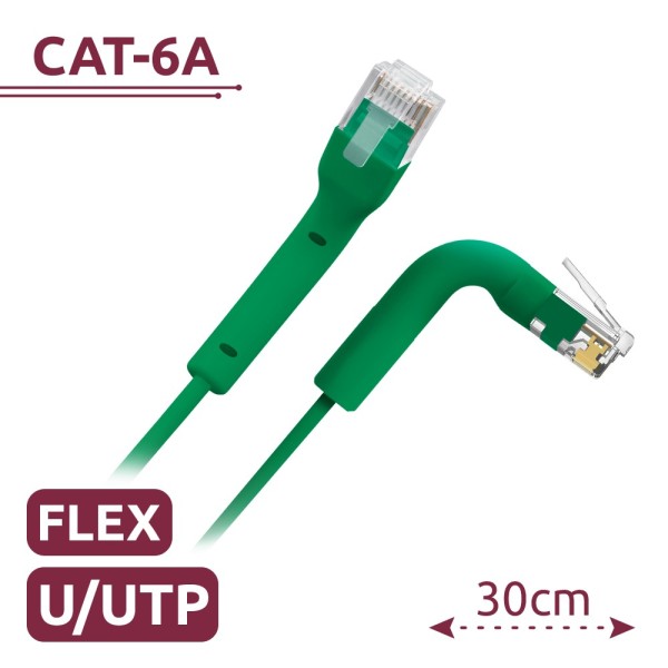 Comprar SAFIRE UTP6A-FLEX-03G Cable UTP flexible - Ethernet - Conectores RJ45 - Categoría 6A - 0,3 m - Color verde UTP6A-FLEX-03