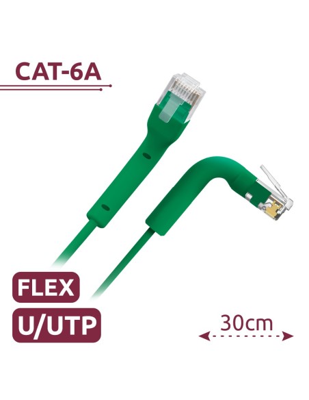 Comprar SAFIRE UTP6A-FLEX-03G Cable UTP flexible - Ethernet - Conectores RJ45 - Categoría 6A - 0,3 m - Color verde UTP6A-FLEX-03