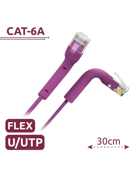 Comprar SAFIRE UTP6A-FLEX-03P Cable UTP flexible - Ethernet - Conectores RJ45 - Categoría 6A - 0,3 m - Color morado UTP6A-FLEX-0