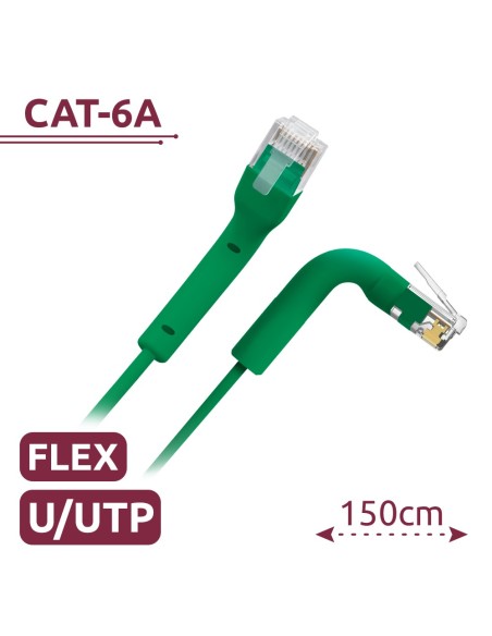 Comprar SAFIRE UTP6A-FLEX-150G Cable UTP flexible - Ethernet - Conectores RJ45 - Categoría 6A - 1,5 m - Color verde UTP6A-FLEX-1