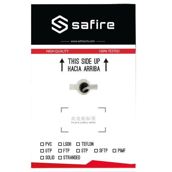 Comprar SAFIRE UTP6E-300-CCA Cable UTP Safire - Cumple con 90m Fluke test - Categoría 6 - Rollo de 305 metros - Conductor CCA - 