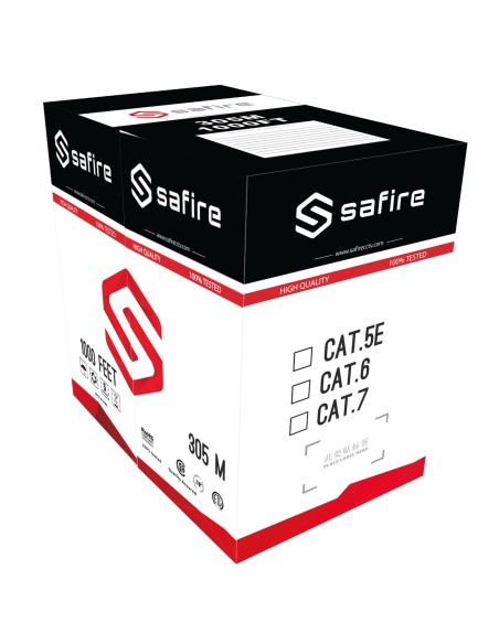 Comprar SAFIRE UTP6E-300-CCA Cabo UTP Safire - Cumpre o teste Fluke de 90 m - Categoria 6 - Rolo de 305 metros - Condutor CCA -