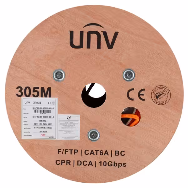 Acquistare UNIVIEW UV-FTP6A-300-BC23AWG-DCA-R-O Cavo Uniview FTP categoria 6A - Conduttore OFC, 100% rame - Diametro 23 AWG - 0,