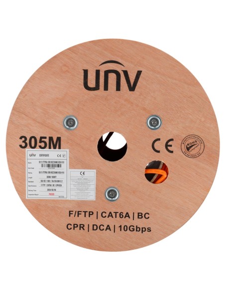 Comprar UNIVIEW UV-FTP6A-300-BC23AWG-DCA-R-O Uniview cable FTP categoría 6A - Conductor OFC,100% cobre - Diámetro 23 AWG-0,57mm 