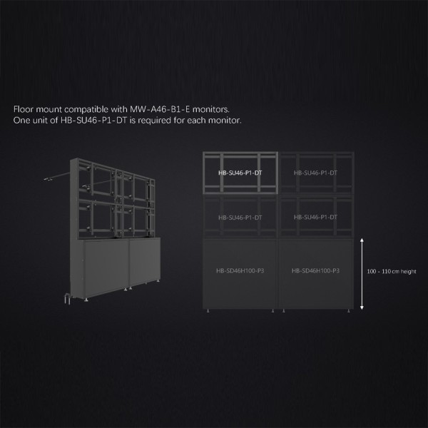 UniView UV-HB-SU46-P1-DT Suporte modular Videowall - Compatível com UV-MW-A46-B1-E - Compatível com UV-HB-SD46H100-P3
