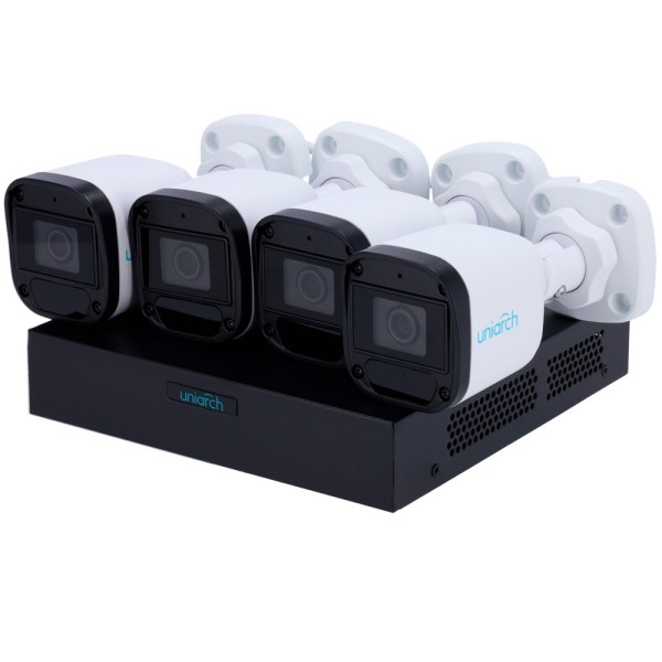 Uniach UV-Kit118-B42poe Uniarch Video Surveilance Kit - NVR 8CH PoE - 4 Câmeras Bullet IP67 - 2 MP | 2,8 mm | Vá 30 m - espaço