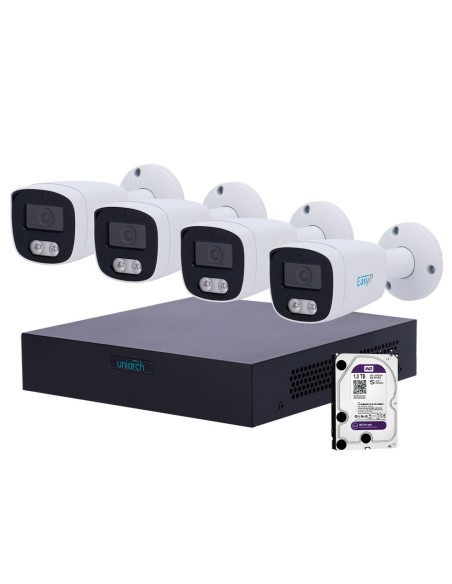 UniView UV-NVRKIT108B-4 Uniarch Video Video Kit - NVR 8 Canals IP | 1 TB HDD - 4 Câmeras Bullet IP67 - Plug & Amp Play | 