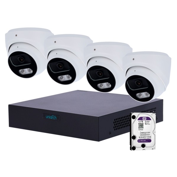 Acheter UNIVIEW UV-NVRKIT108T-4 Kit de vidéosurveillance Uniarch - NVR 8 canaux IP | Disque dur 1 To - 4 caméras Turret IP67 - P