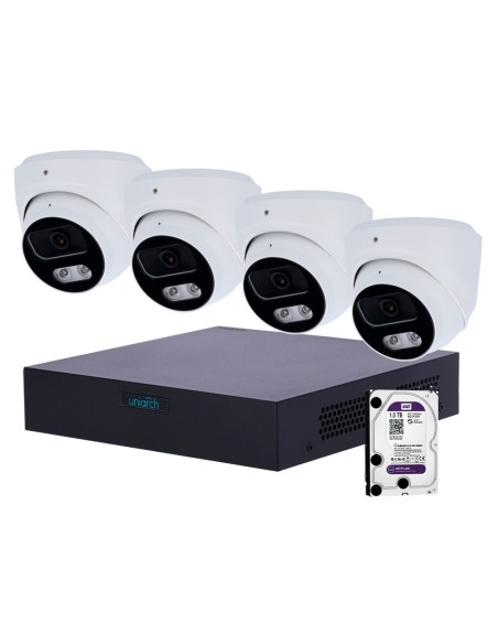 Comprar UNIARCH UV-NVRKIT108T-4 Kit de Videovigilancia Uniarch - NVR 8 canales IP | 1 TB HDD - 4 Cámaras Turret IP67 - Plug &amp