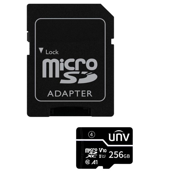 UniView UV-TF-256G-T-C Cartão microSD com Adaptador Uniview - Capacidade 256 GB - Classe 10 | Velocidade R / W: 75/35 MB / S - c