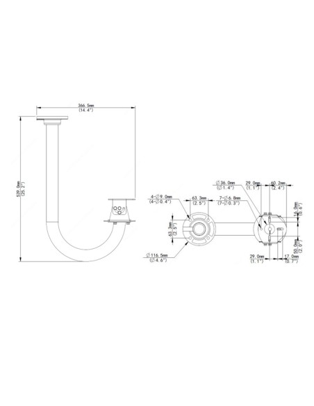 UNIVIEW UV-TR-CM06-C-In Wall Suporte - para cúpulas motorizadas - adequado para uso exterior e interior - branco - passado