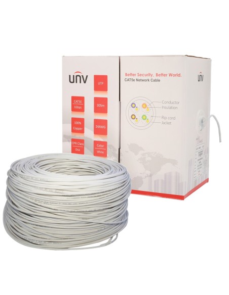 Acquistare UNIVIEW UV-UTP5E-300-BC24AWG-DCA-B-W cavo Uniview UTP categoria 5E, - Conduttore OFC, 100% rame - Diametro 24 AWG-0,4