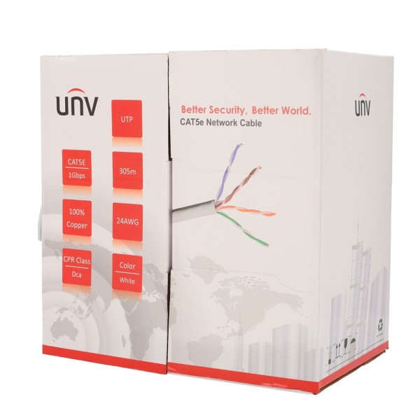 Acquistare UNIVIEW UV-UTP5E-300-BC24AWG-DCA-B-W cavo Uniview UTP categoria 5E, - Conduttore OFC, 100% rame - Diametro 24 AWG-0,4