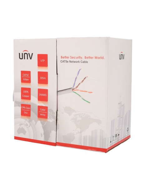 Acquistare UNIVIEW UV-UTP5E-300-BC24AWG-DCA-B-W cavo Uniview UTP categoria 5E, - Conduttore OFC, 100% rame - Diametro 24 AWG-0,4