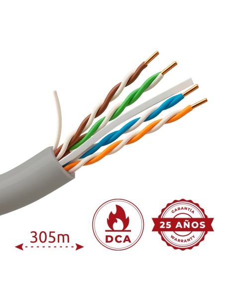 Comprar UNIVIEW UV-UTP6-300-BC24AWG-DCA-B-W Uniview cable UTP categoría 6 - Conductor OFC,100% cobre - Diámetro 24 AWG-0,50mm - 