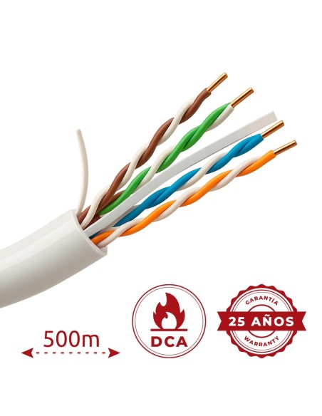 Comprar UNIVIEW UV-UTP6-500-BC24AWG-DCA-R-W Uniview cable UTP categoría 6 - Conductor OFC,100% cobre - Diámetro 24 AWG-0,53mm - 