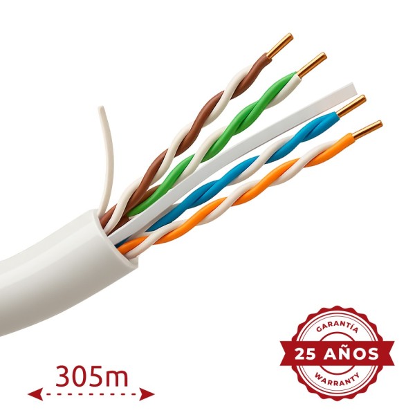 UniView UV-UTP6A-300-BC23AWG-DCA-R-W Uniview Cabo UTP Categoria 6A - Driver OFC, 100% Cobre - Diâmetro 23 AWG-0,55mm - Certif