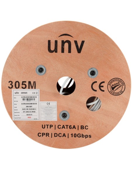 Comprar UNIVIEW UV-UTP6A-300-BC23AWG-DCA-R-W Uniview cable UTP Categoría 6A - Conductor OFC,100% cobre - Diámetro 23 AWG-0,55mm 