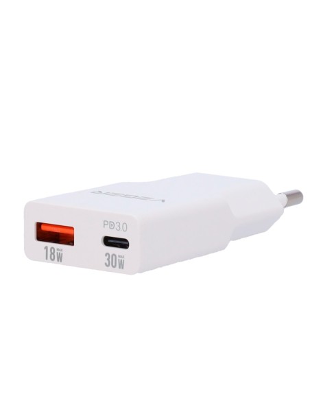 Comprar VEGER VG-30W1A1C VEGER - Cargador USB QC3.0 / PD3.0 - Potencia 30W - Carga 2 dispositivos a la vez - Salidas USB-A, USB-