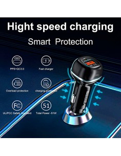 Comprar VEGER VG-CC62-1A1C VEGER - Mechero coche - Potencia 51W - Carga rápida PD30W, QC18W - Salidas USB-C, USB-A - Color Negro 2