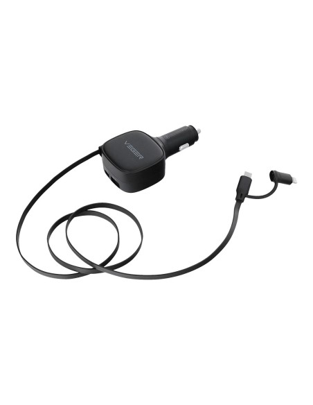 Comprar VEGER VG-CC89 VEGER - Mechero coche - Potencia 84W - Carga rápida PD 30W, QC 18W, PPS 33W - Salidas USB-C, USB-A y cable