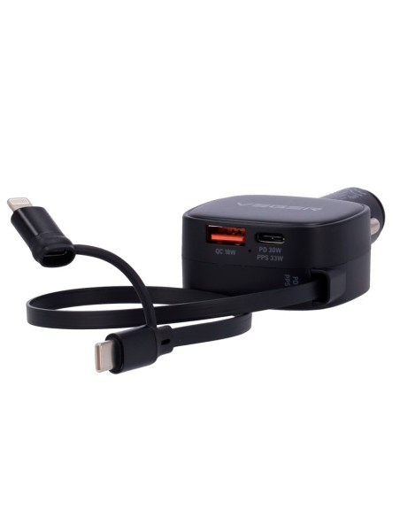 Veger VG-CC89 VEGER - CARRO DE CARRO - 84W PODER - CARGA RÁPIDA PD 30W, QC 18W, 33W PPS - USB-C, USB-A e cabos incluídos