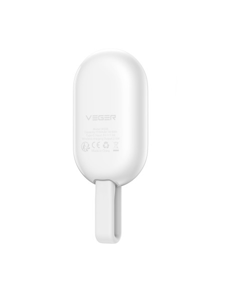 Veger VG-W0102 Veger Power Bank sem fio com LEDs - Capacidade de 1200mAh - USB-C-Entrada - Saída sem fio para Applewatch - 