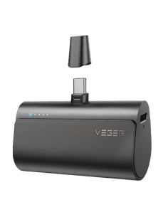 Veger VG-W0556 Mini Banco de Energia com LED Let - Capacidade 5000mAh - Entrada USB-C, Conector USB-C - Conector USB-C 