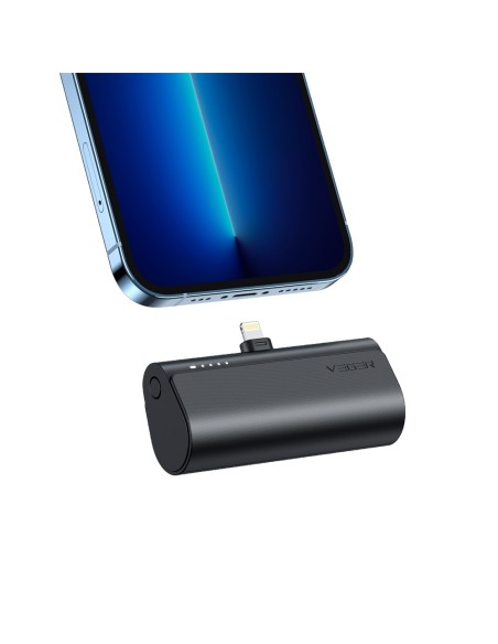 Comprar VEGER VG-W0556P VEGER Mini Power bank con LEDs carga - Capacidad 5000mAh - Entrada USB-C - Salida Conector Lightning - C