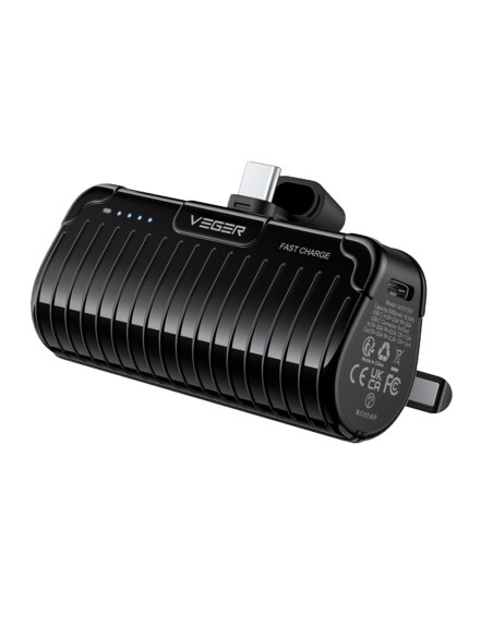 Vger VG-W0558 Veger Mini Bank com LED Let - Capacidade 5000mAh - Entradas USB-C, Conector USB-C - Conector USB-C