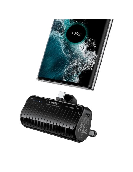 Comprar VEGER VG-W0558 VEGER Mini Power bank con LEDs carga - Capacidad 5000mAh - Entradas USB-C, Conector USB-C - Salida Conect