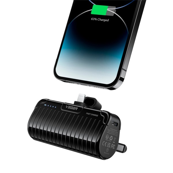 Acheter VEGER VG-W0558P VEGER Mini batterie externe avec LEDs de charge - Capacité 5000 mAh - Entrée USB-C - Sortie connecteur L