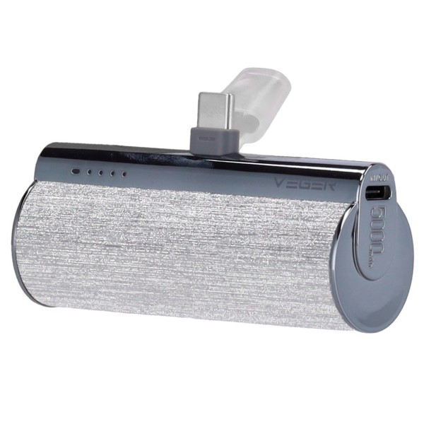 Comprar VEGER VG-W0573-S VEGER Mini Power bank con LEDs carga - Capacidad 5000mAh - Entrada USB-C - Salida USB-C, Conector USB-C