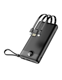 Veger VG-W1116 Veger Power Bank com tela LCD - Capacidade de 10000mAh - Entradas USB-C, USB-A Cable - USB-A e Saídas de Cabo
