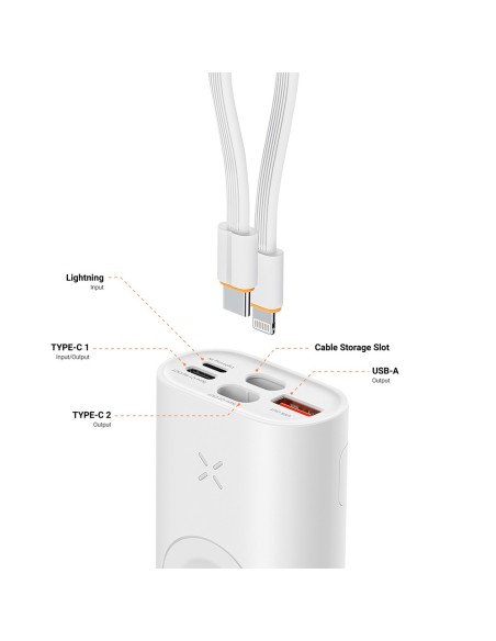 Acquista VEGER VG-W1162S VEGER Mini power bank con LED di ricarica - Capacità 10000mAh - Ingressi USB-C, Lightning - Uscite 2x U
